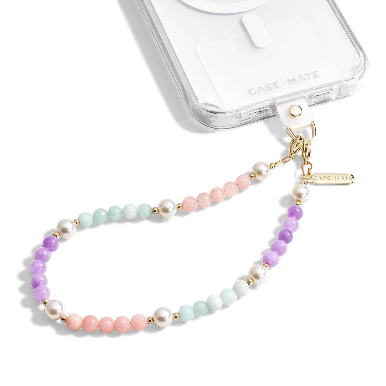 Case-Mate Phone Charm with Beaded Pearls and Gold - Detachable Anti Theft Strap - Hands-Free iPhone Wrist Strap for Women - Phone Chain Wristlet forGalaxy, Google Pixel and More - Sugar Rush | Amazon (US)