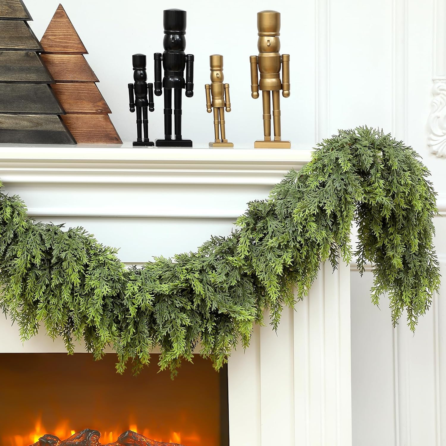 Waydress 1 Pcs 6ft Christmas Cedar Garland Artificial Green Cedar Garland Faux Cedar Pine Needles... | Amazon (US)