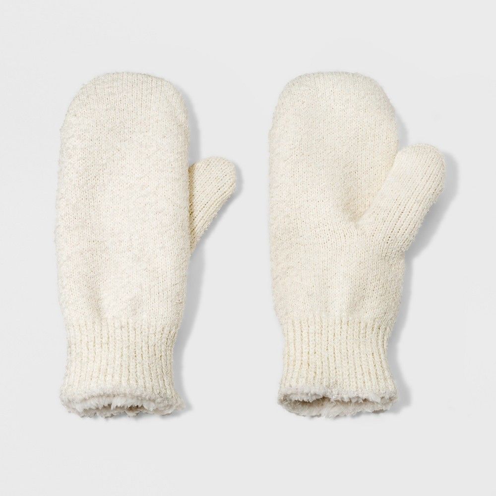 Isotoner Women's Recycled Yarn Fleece Lined Mitten - White | Target
