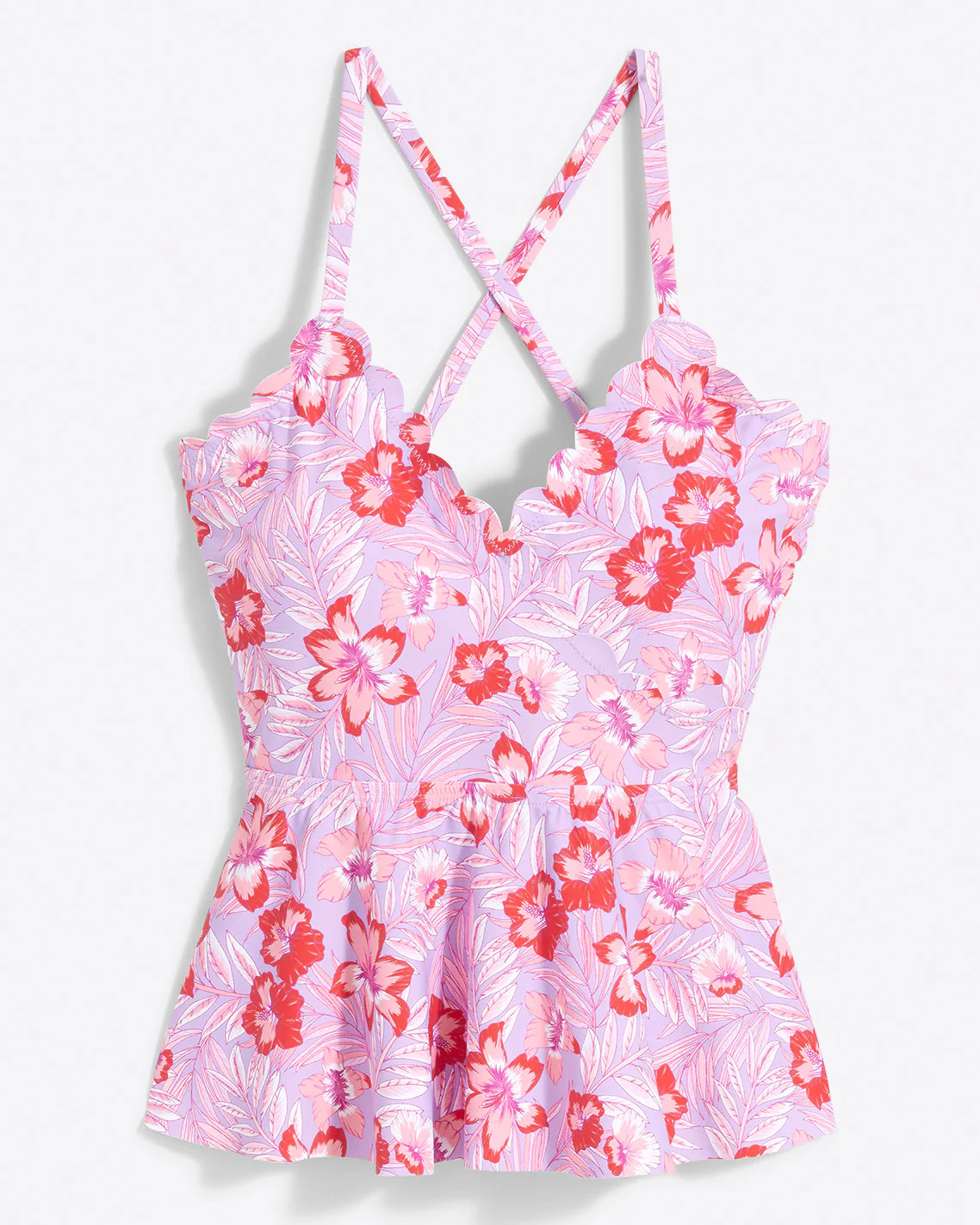 Scallop Peplum Tankini in Floral Scallop | Draper James (US)