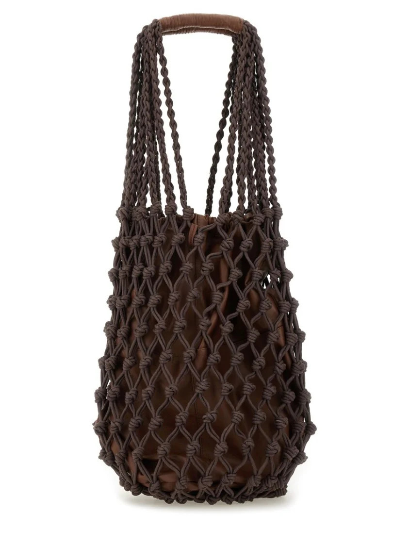 Brown Leather Mesh Bag | Shop Simon