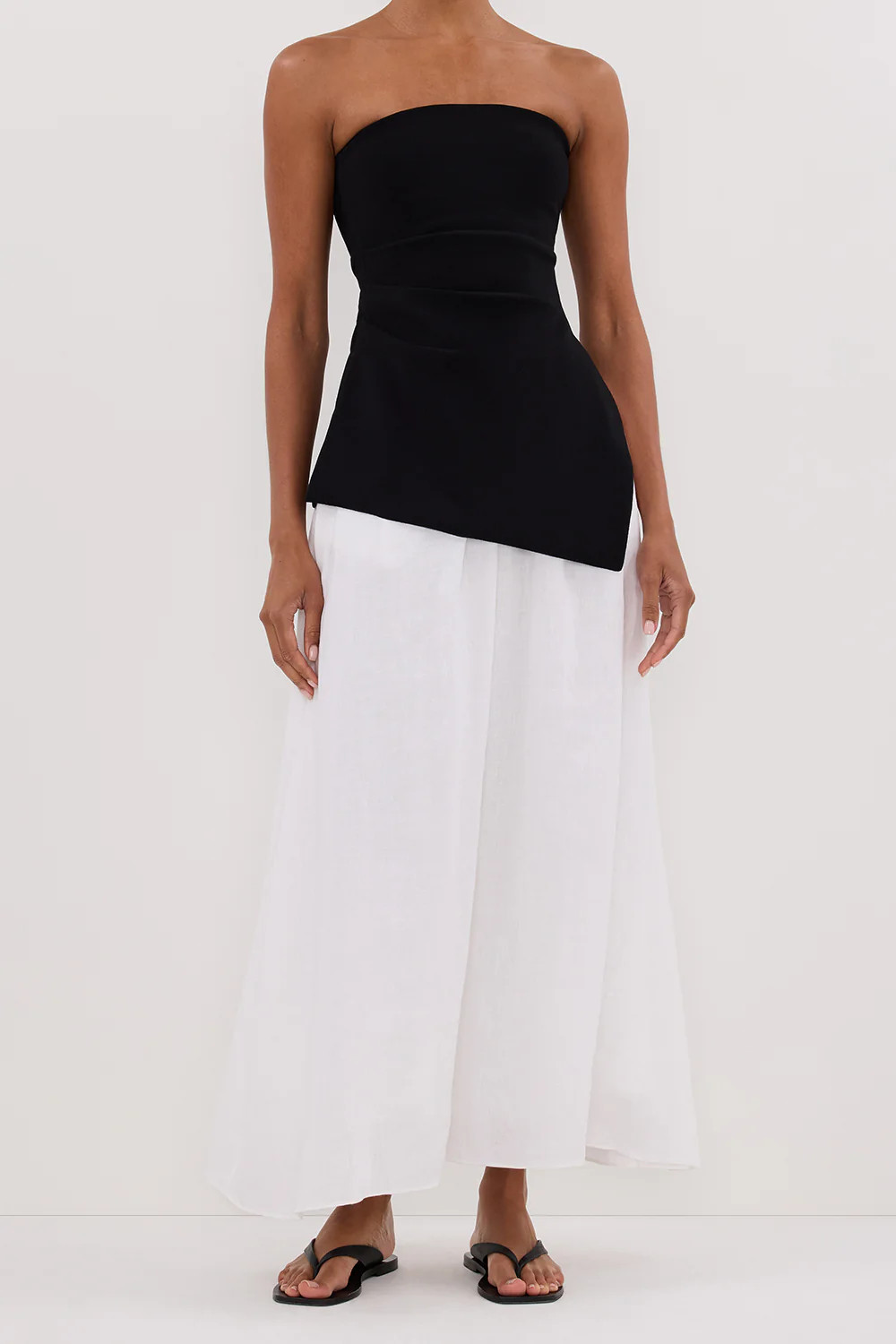 GEMIMA WHITE LINEN MIDI SKIRT | DISSH