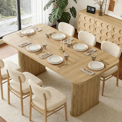 62" Dining Table for 6-8 | Rectangle Wooden Kitchen Table with Double Pedestal, Sturdy Dinner Table for Dining Room, Kitchen & Living Area | Target