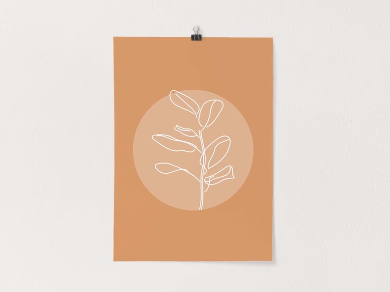 Leaf Line Drawing, Botanical Line Art, Minimal Plant Art, Large Botanical Wall Print, Downloadabl... | Etsy (US)