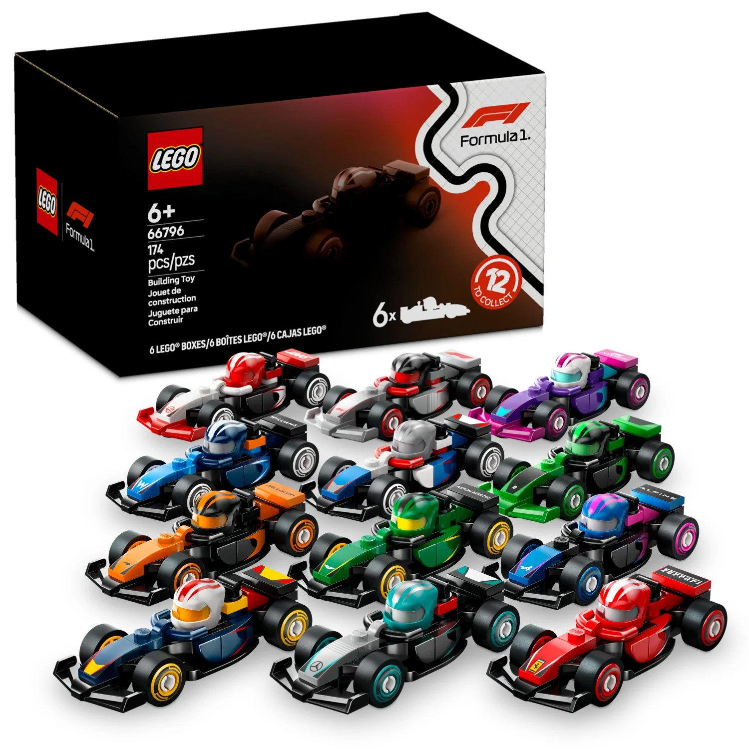 LEGO F1 Collectible Race Cars, 6 Pack - Building Set for Boys & Girls, Ages 6+ - Birthday Party F... | Walmart (US)