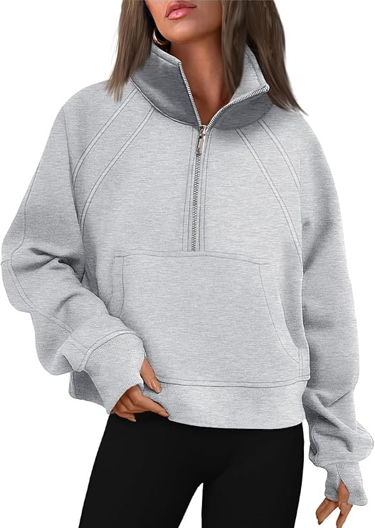 WYNNQUE Womens Half Zip Cropped Pullover Sweatshirts Fleece Quarter Zipper Hoodies Winter Clothes... | Amazon (US)