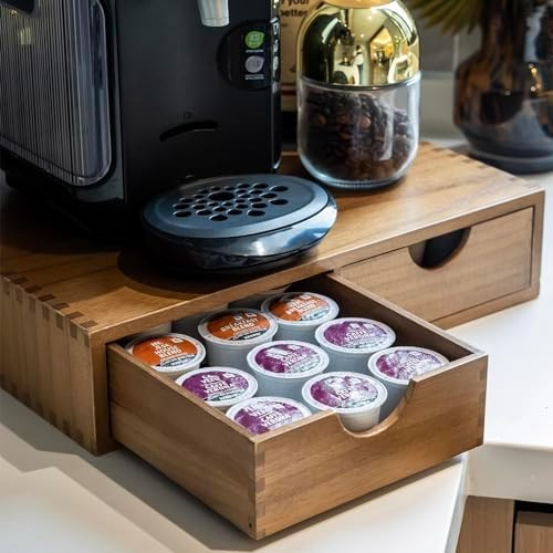 Wooden K Cup Organizer Coffee Pod Storage Box, Coffee Pods and Tea Organizer Holder, K Pod Drawer... | Amazon (US)
