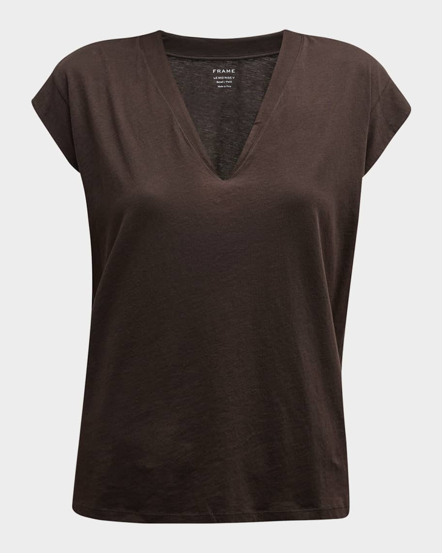 FRAME Le Mid Rise V-Neck Tee | Neiman Marcus