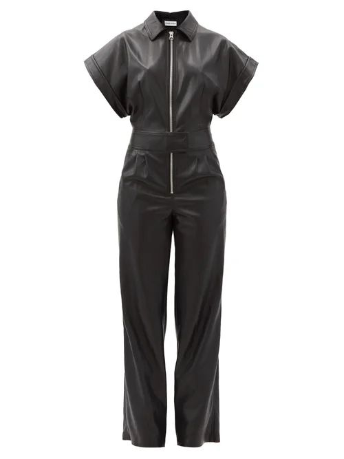 Stand Studio - Waverly Zipped Faux-leather Jumpsuit - Womens - Black | Matches (US)