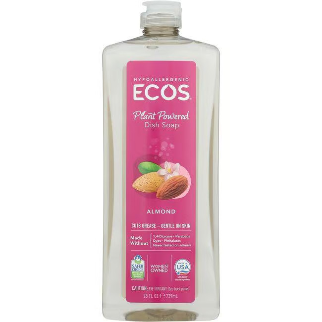 Earth Friendly Products Ecos Plant Powered Dish Soap - Almond | 25 fl oz Liquid | Swanson