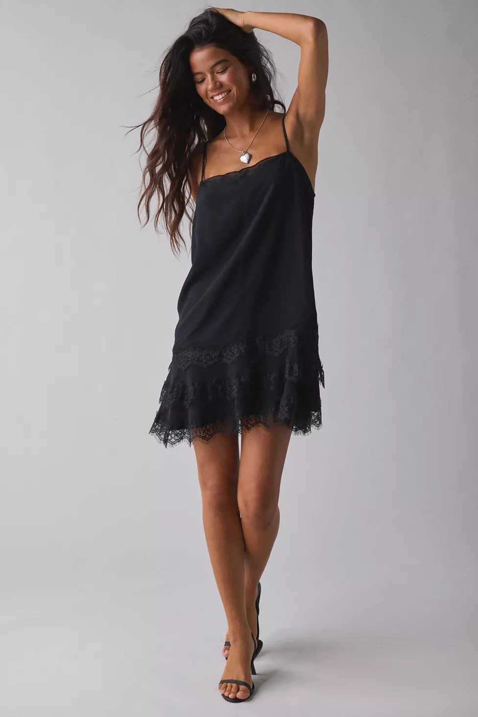 Kimchi Blue Up In The Air Tiered Lace Slip Mini Dress | Urban Outfitters (US and RoW)