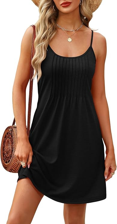 WEESO Summer Dresses for Women Adjustable Spaghetti Strap Beach Vacation Casual Cute Sundresses w... | Amazon (US)