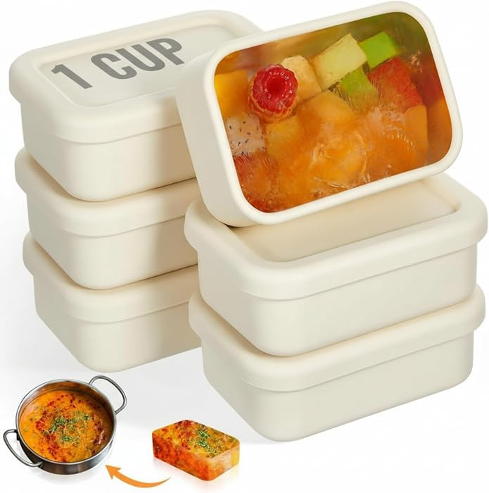 Teenyyou 6 Packs 1 Cup Silicone Soup Freezer Molds with Lid Silicone Soup Freezer Trays Rectangle... | Amazon (US)