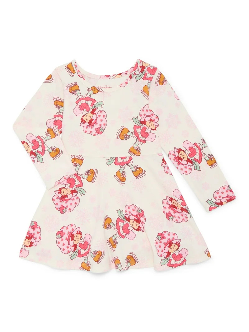Strawberry Shortcake Toddler Girls Long Sleeve All Over Print Dress, Sizes 12M-5T | Walmart (US)