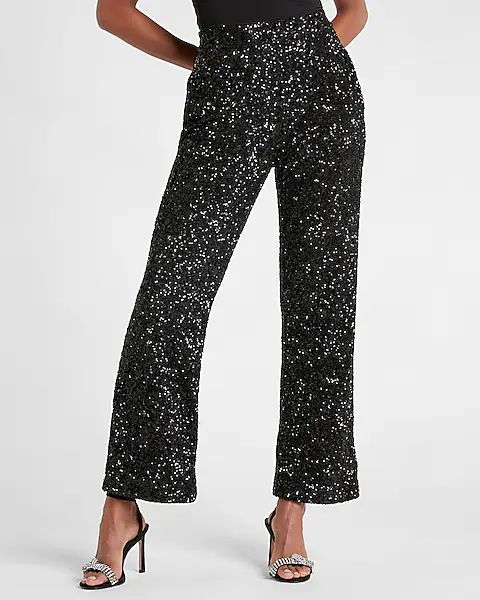 High Waisted Sequin Trouser | Express