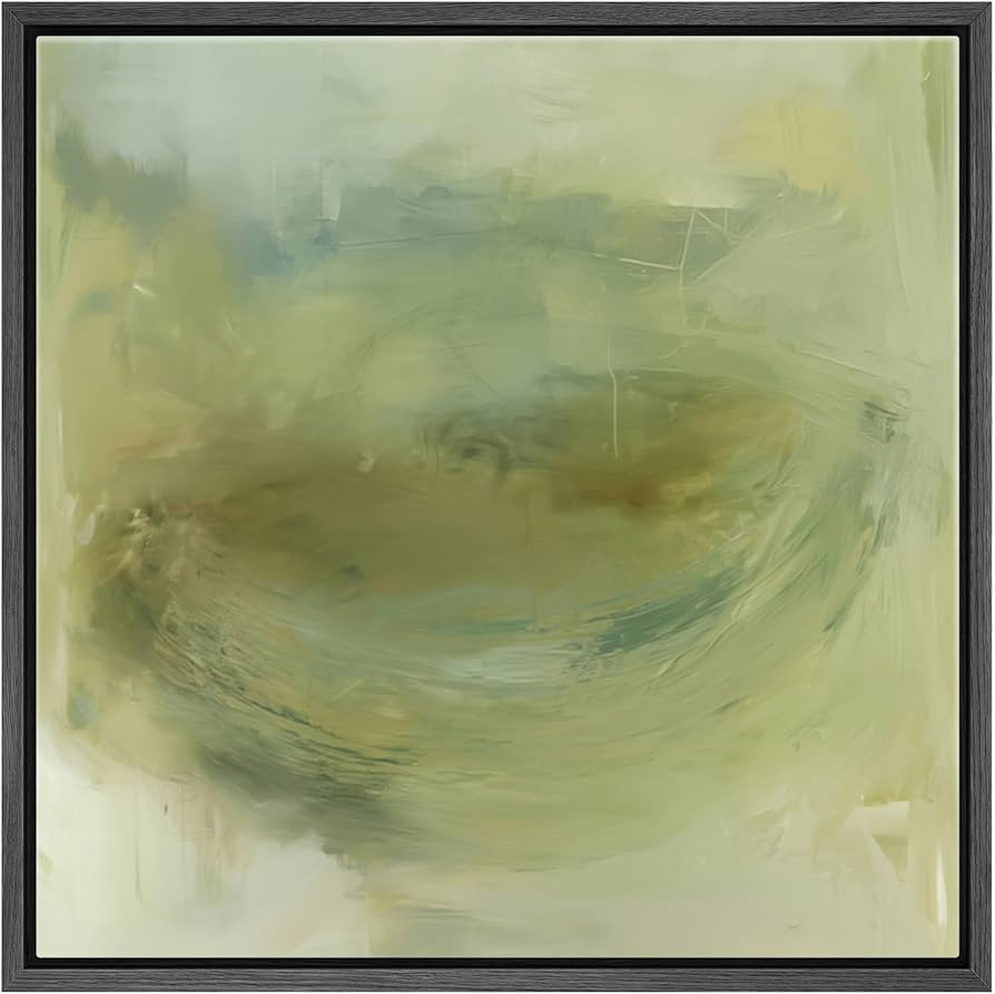 SIGNFORD Framed Canvas Print Wall Art Green Mist Abstract Landscape Illustrations Rustic Zen for ... | Amazon (US)