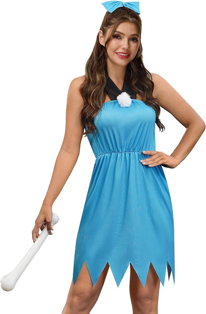 Spadehill Women Halloween Blue Rubble Costume Dress Outfit | Amazon (US)