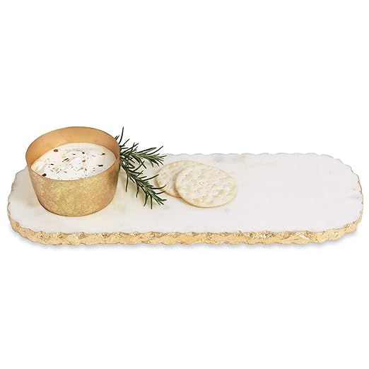 Mud Pie Chipped Marble Dip and Tray, Large, White | Amazon (US)