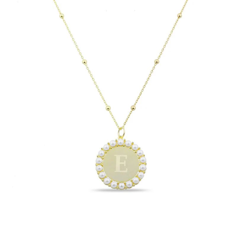 Custom Coin and Pearl Initial Pendant | The Sis Kiss