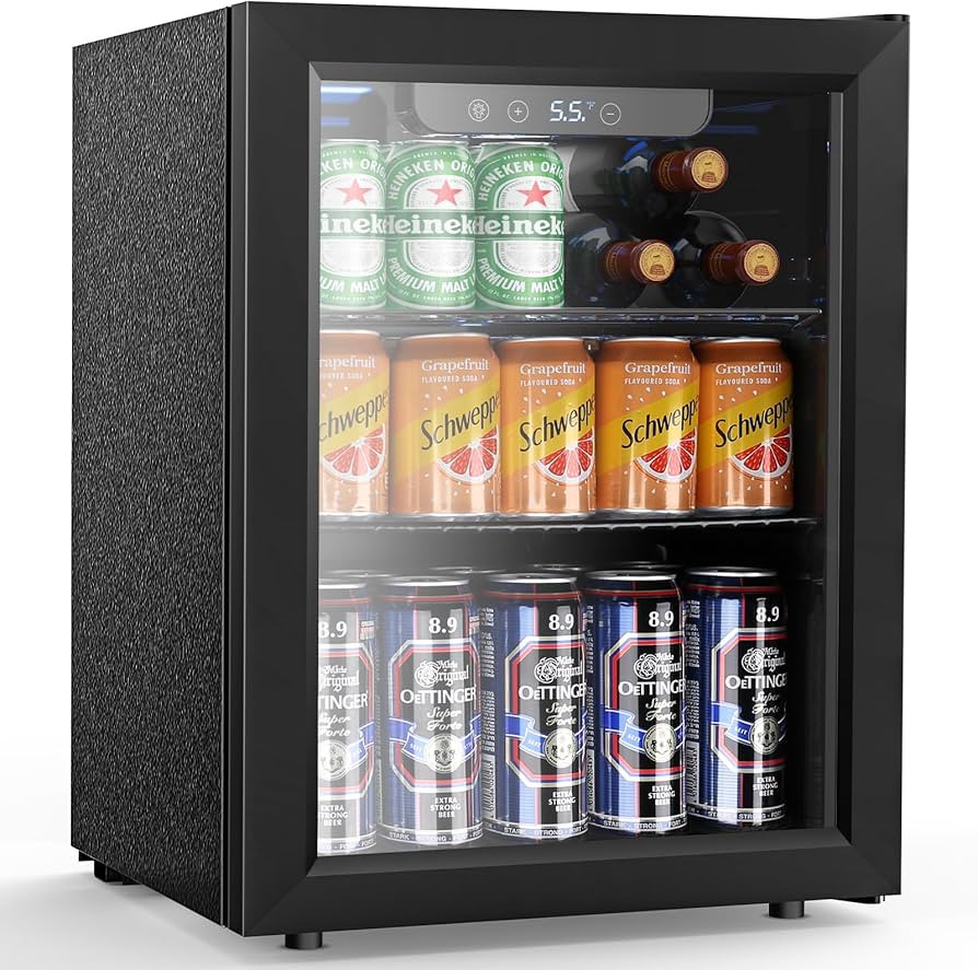 Electactic 68 Cans Beverage Refrigerator Cooler, 1.7 cu.ft Mini Fridge Glass Door Drink Cooler fo... | Amazon (US)