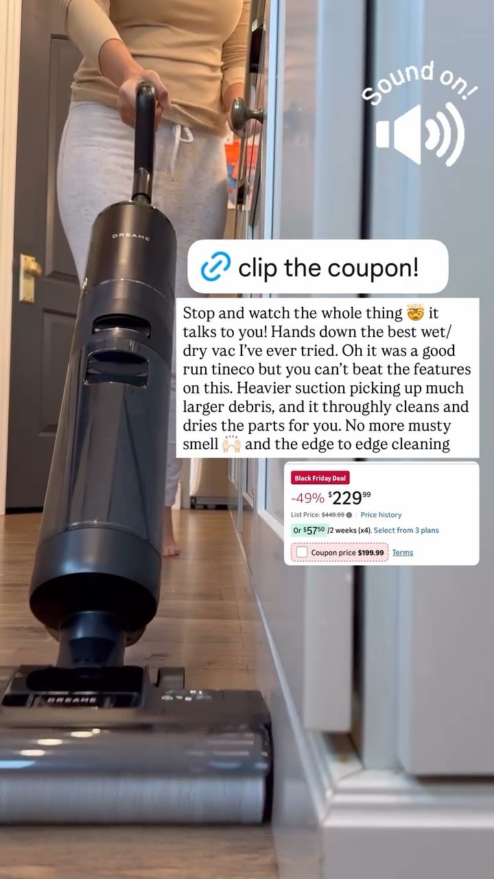 Stop and watch the whole thing 🤯 it talks to you! Hands down the best wet/dry vac I’ve ever tried. Oh it was a good run tineco but you can’t beat the features on this. Heavier suction picking up much larger debris, and it throughly cleans and dries the parts for you. No more musty smell 🙌🏻 and the edge to edge cleaning  @dreame_tech 
@dreame.usa

#LTKHome #LTKGiftGuide #LTKCyberWeek