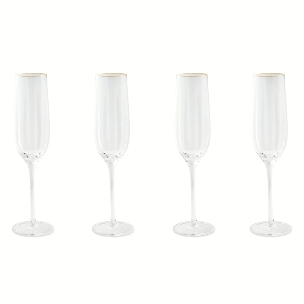 Thyme & Table 4-Piece Scalloped Champagne Flute Glass Set | Walmart (US)