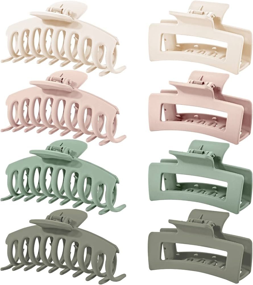 8 Pcs Morandi Hair Claw Clips, Strong Hold Hair Clips for Women Thick Hair, Matte Hair Claws for ... | Amazon (US)