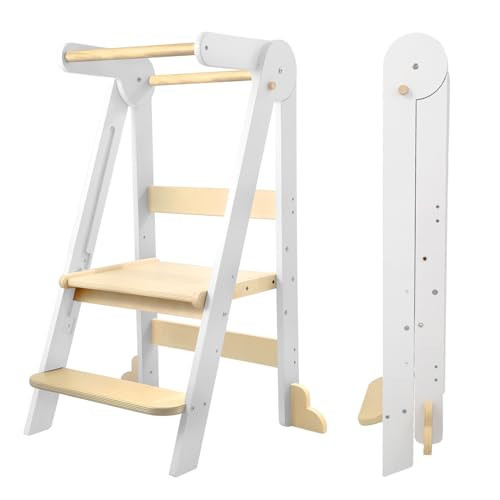 Nordi Foldable Toddler Kitchen Tower,Montessori Kitchen Stools Helper,Standing Tower with 3 Adjustable Heights,Suitable Age for 1.5-6 Years,White | Amazon (US)