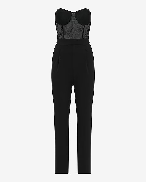 Lace Strapless Corset Tapered Leg Jumpsuit | Express