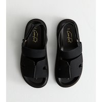 Women's Black Faux Suede Chunky Strap Sandals Vegan New Look | New Look (UK)