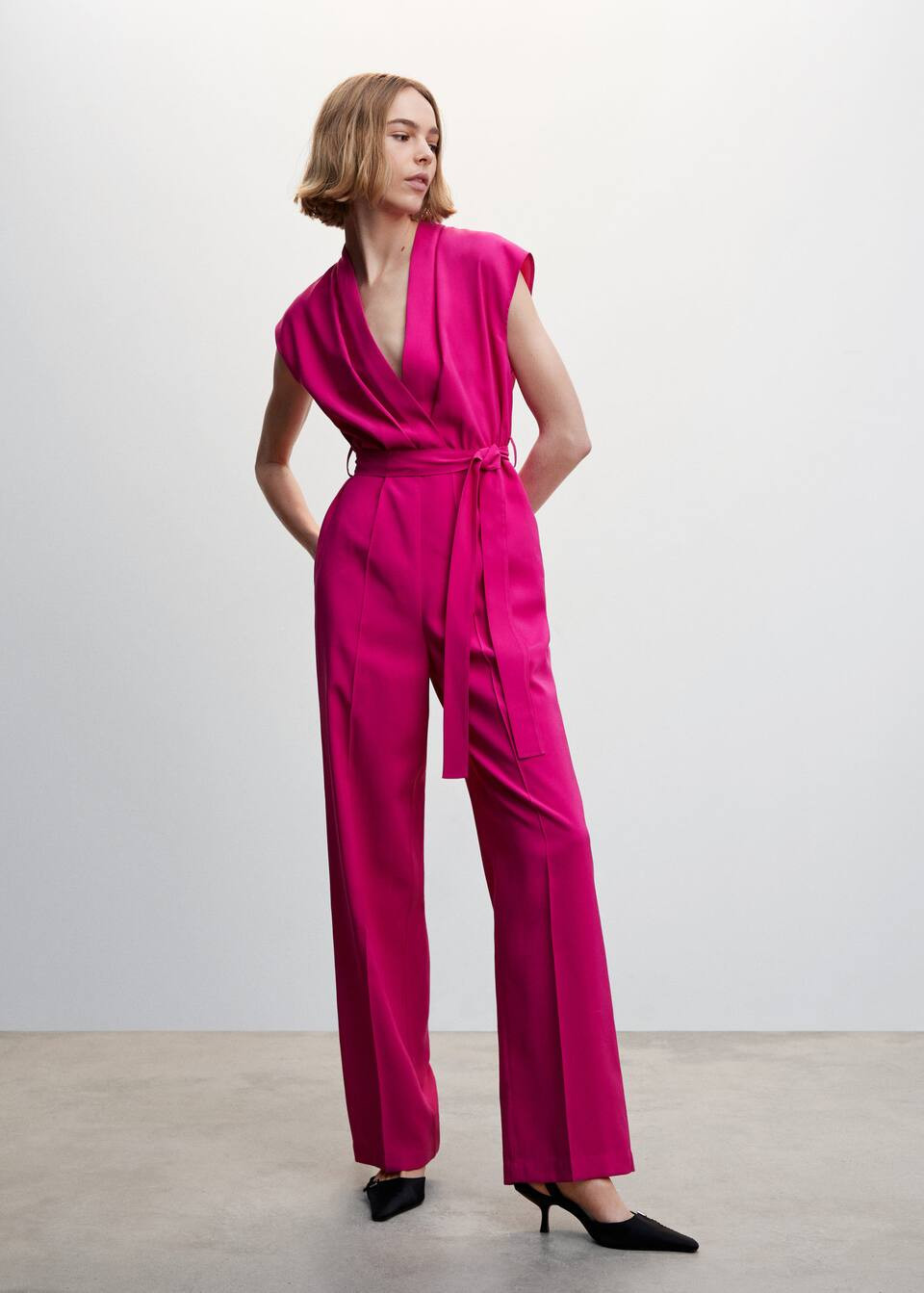 Bow long jumpsuit -  Women | Mango USA | MANGO (US)
