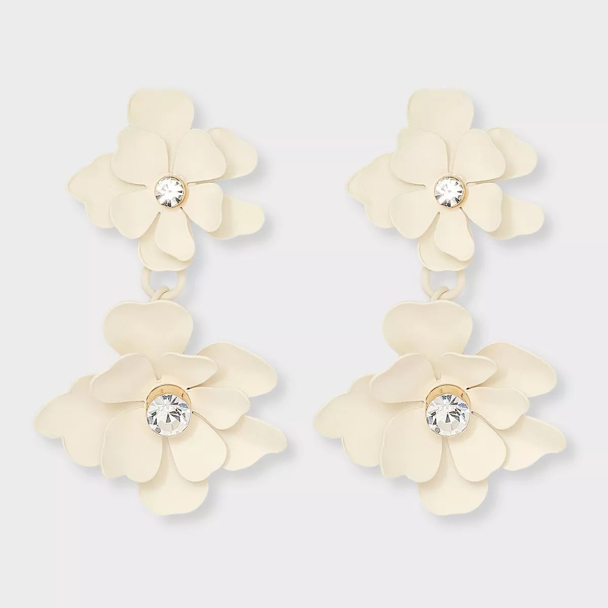 Sprayed Petals Double Drop Earrings - A New Day™ Ivory | Target