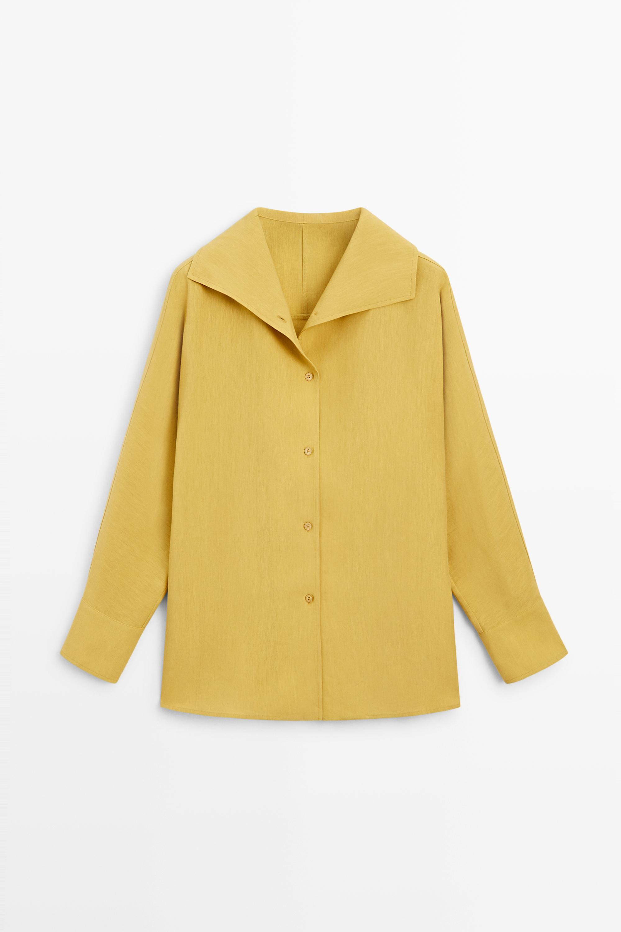 Flie\u00dfendes Hemd mit Kragendetail aus Leinen | Massimo Dutti DE