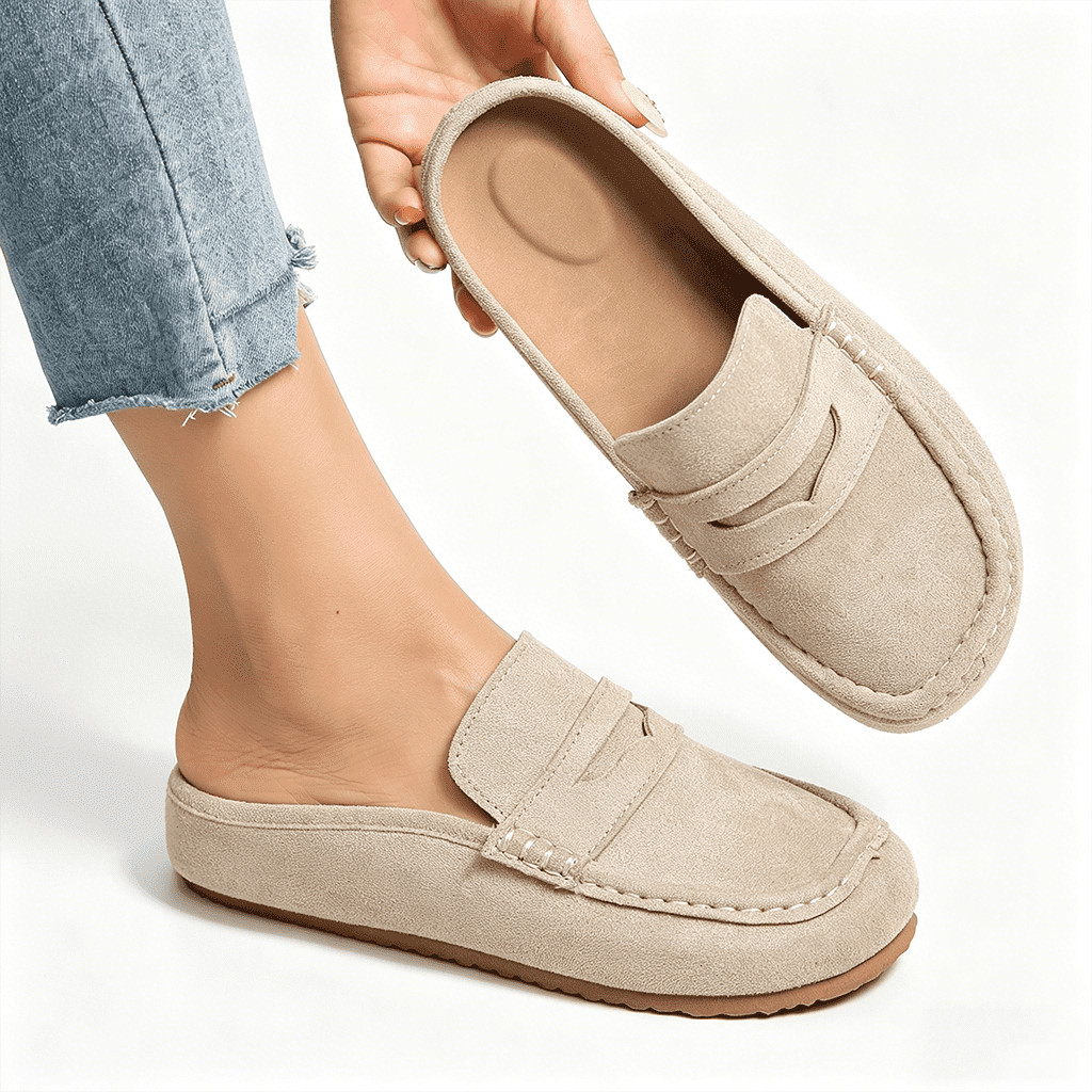 Women's Penny Loafer Mule Clogs, Slip-On Faux Suede Comfort Shoes, Casual Backless Loafers | Walmart (US)