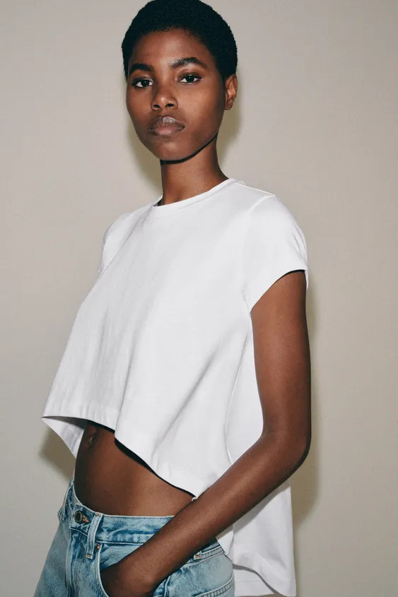 ASYMMETRIC COTTON T-SHIRT | Zara UK