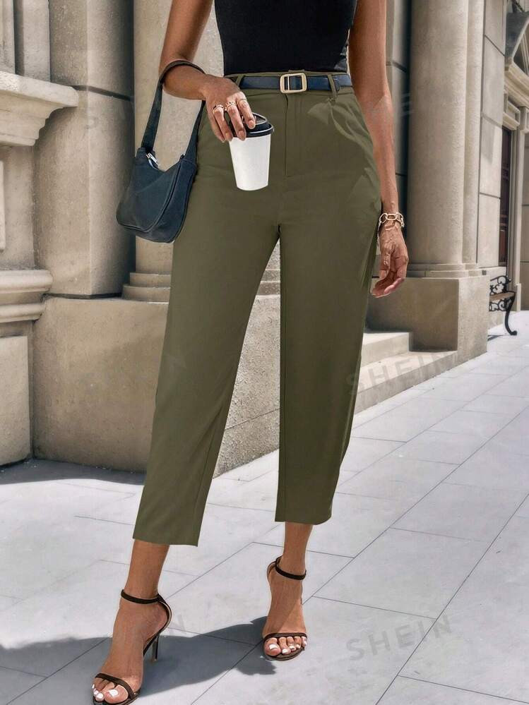 SHEIN Clasi Pantalon fuselé de couleur unie pour femmes, convenant pour l'été et l'automne | SHEIN