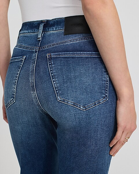 High Waisted Medium Wash Straight Ankle Jeans | Express