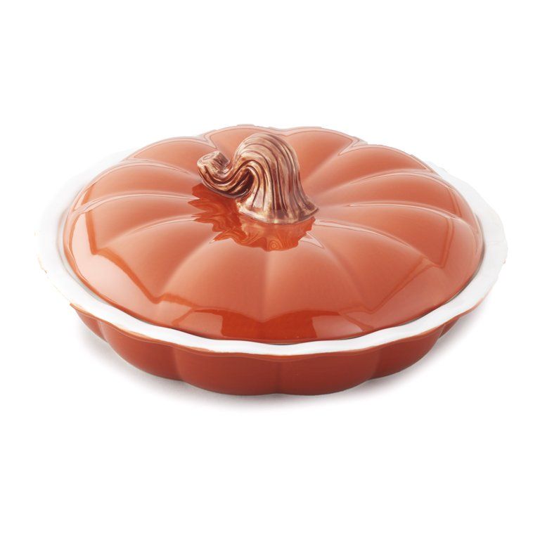 Pumpkin Pie Dish - Ceramic Fall Cookware with Lid for Thanksgiving Dessert | Walmart (US)