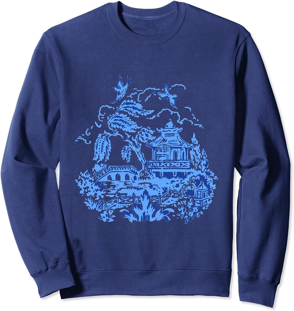 Classic Blue Willow Chinoiserie Design Sweatshirt | Amazon (US)