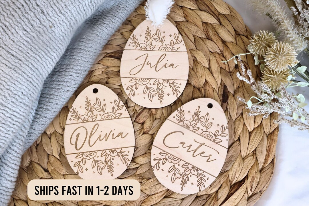 Floral Kid Easter Basket Tag, Personalized Easter Bunny Basket Tag, Custom Easter Tag, Easter Pla... | Etsy (US)