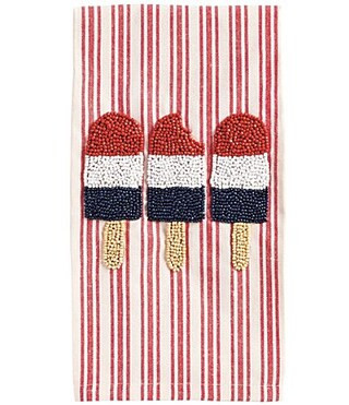 Mud Pie Americana Collection Ice Pop Beaded Kitchen Towel - Red White Blue | Dillard's