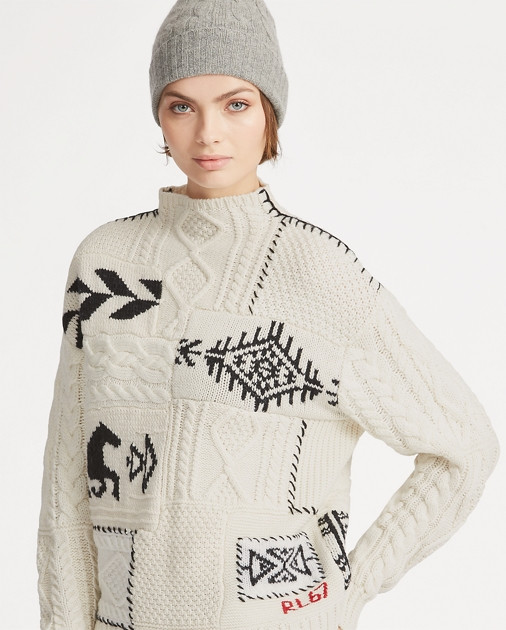 Patchwork Mockneck Sweater Tompkins Superskinny Jean Saige Leather Combat Boot Cashmere-Wool-Blend B | Ralph Lauren (US)