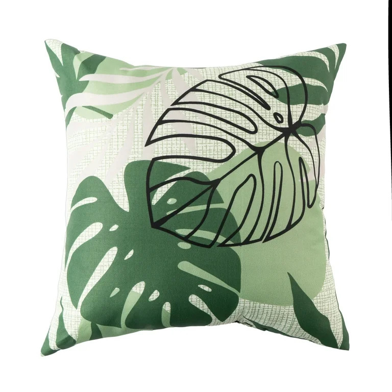 Mainstays Boho Monstera Reversible Outdoor Throw Pillow 16 Inch Multicolour Floral | Walmart (US)