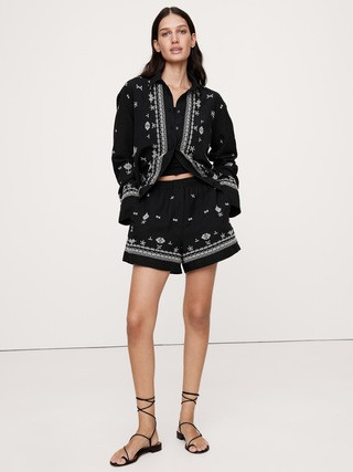 Embroidered TENCEL™-Linen 4" Boxer Short | Banana Republic (US)