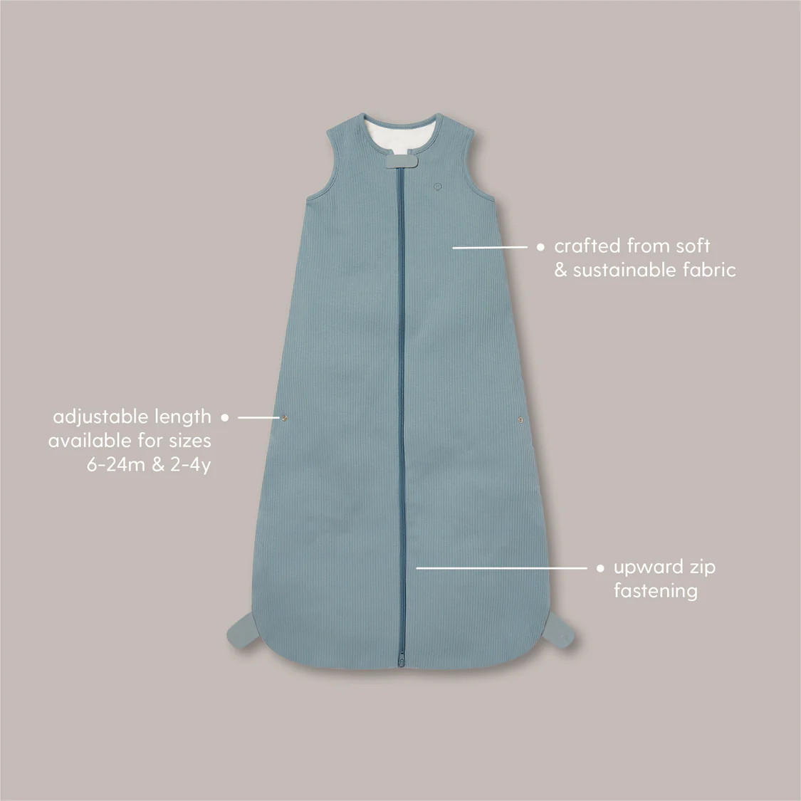 Ribbed Front Opening Sleep Sack 1.5 TOG | Baby Mori (US)