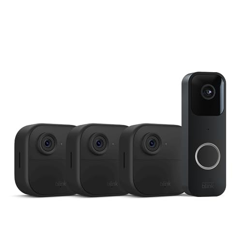 Blink Video Doorbell + 3 Outdoor 4 smart security cameras (4th Gen) with Sync Module 2 | Two-year battery life, motion detection, two-way audio, HD video, Works with Alexa | Amazon (US)