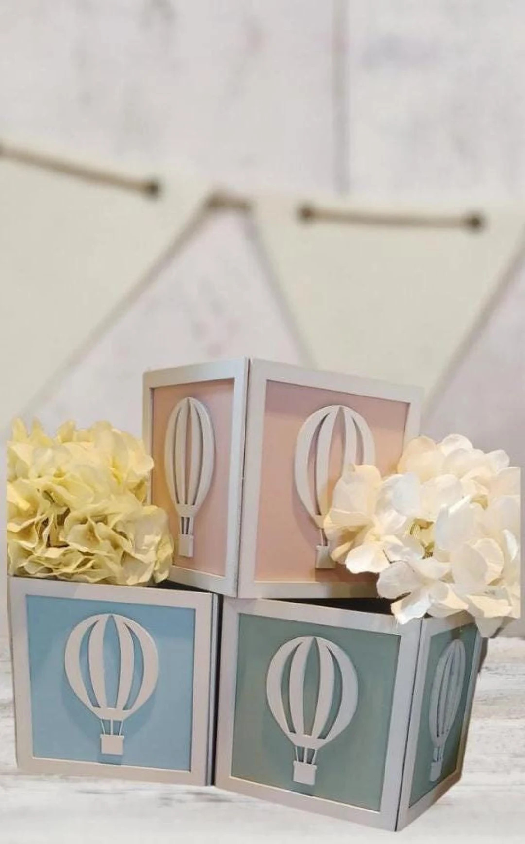 Hot Air Balloon/up up and Away/baby Shower, Gender Reveal Birthday Baby Block Centerpiece Party D... | Etsy (US)