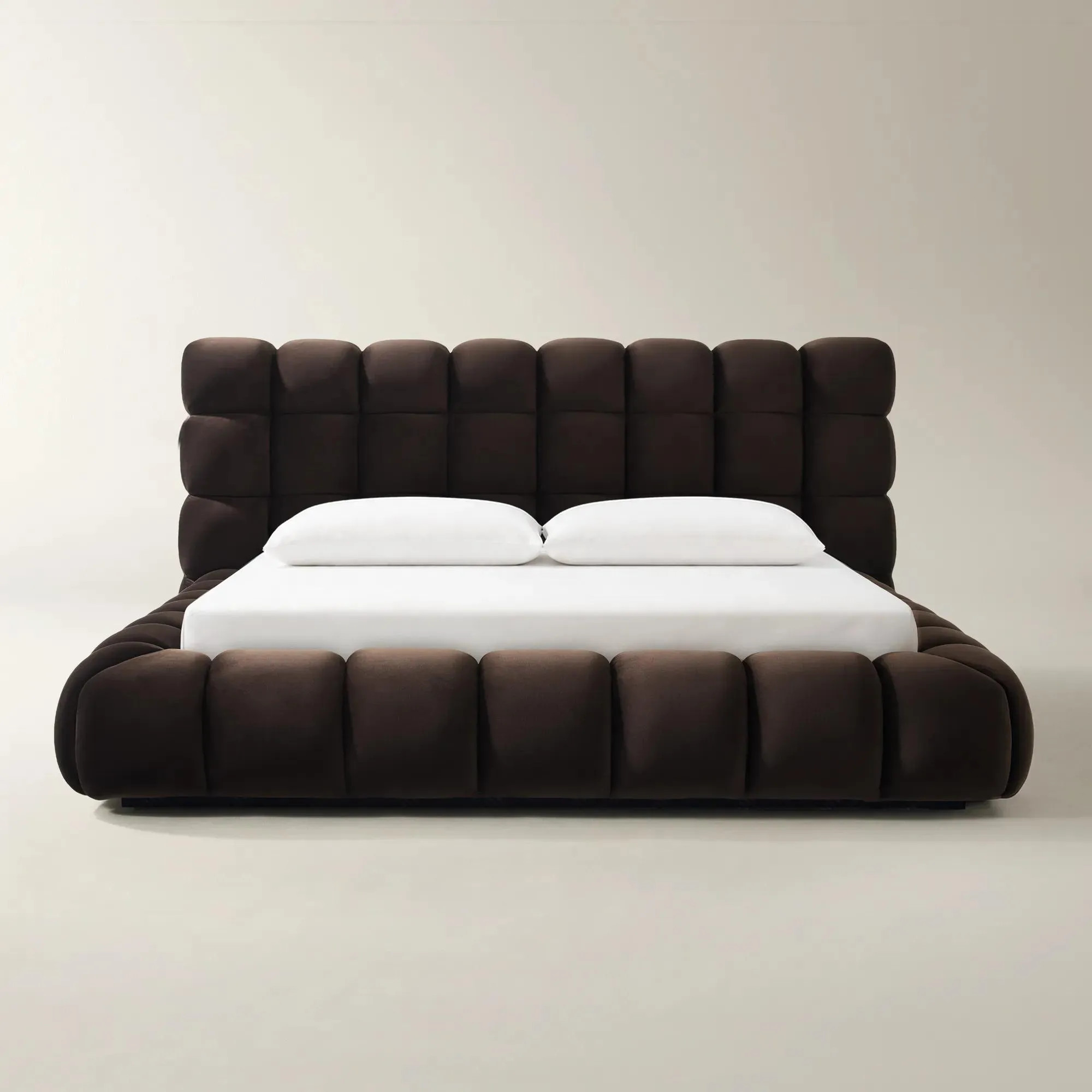 Paloma Tufted Dark Chocolate Velvet Upholstered King Platform Bed | Z Gallerie