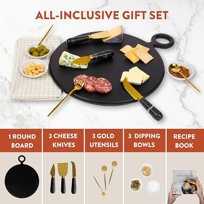 10 Piece Cheese Board Set - Black - Updated | Amazon (US)