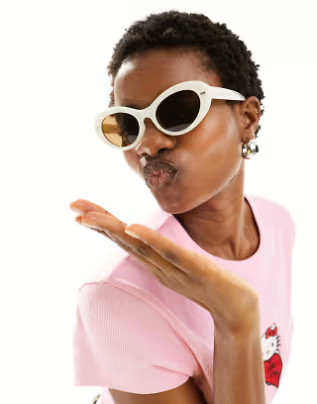 ASOS DESIGN – Ovale Sonnenbrille aus weißem Acetat | ASOS (Global)